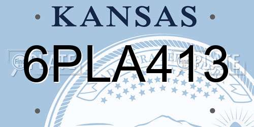 6PLA413 Kansas License Plate