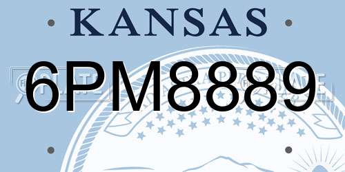 6PM8889 Kansas License Plate