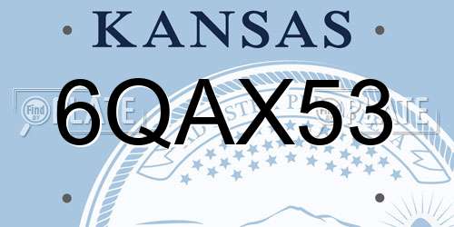 6QAX53 Kansas License Plate