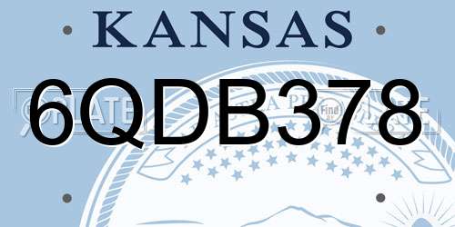 6QDB378 Kansas License Plate