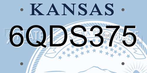6QDS375 Kansas License Plate