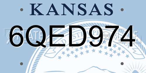 6QED974 Kansas License Plate