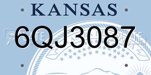 6QJ3087 Kansas License Plate