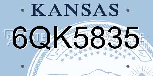 6QK5835 Kansas License Plate