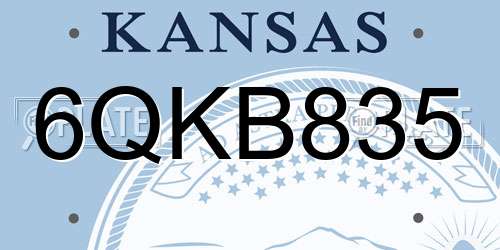 6QKB835 Kansas License Plate