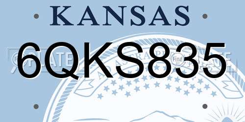 6QKS835 Kansas License Plate