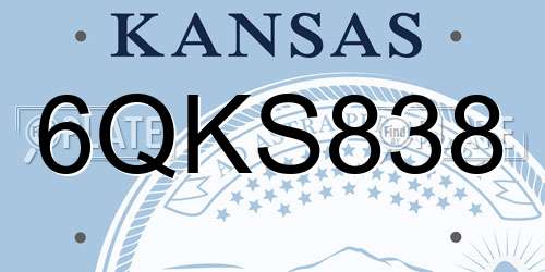 6QKS838 Kansas License Plate