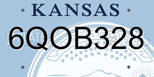 6QOB328 Kansas License Plate