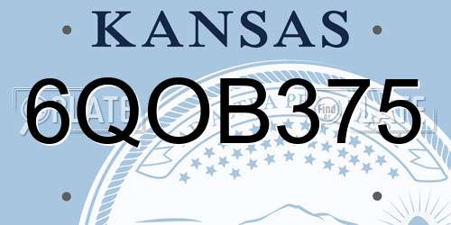 6QOB375 Kansas License Plate