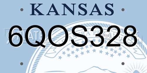 6QOS328 Kansas License Plate