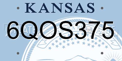 6QOS375 Kansas License Plate