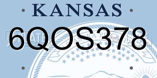 6QOS378 Kansas License Plate