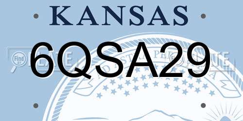 6QSA29 Kansas License Plate