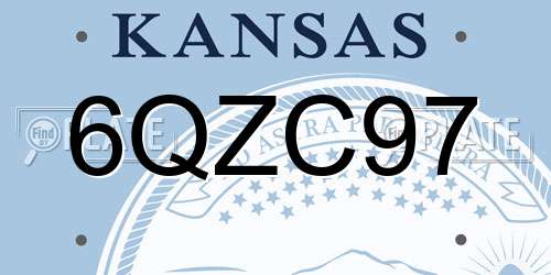6QZC97 Kansas License Plate