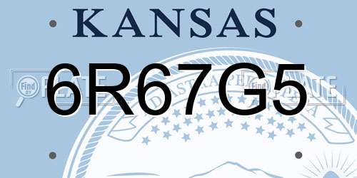 6R67G5 Kansas License Plate