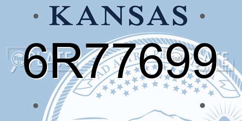 6R77699 Kansas License Plate