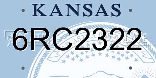 6RC2322 Kansas License Plate
