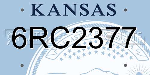 6RC2377 Kansas License Plate