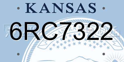 6RC7322 Kansas License Plate