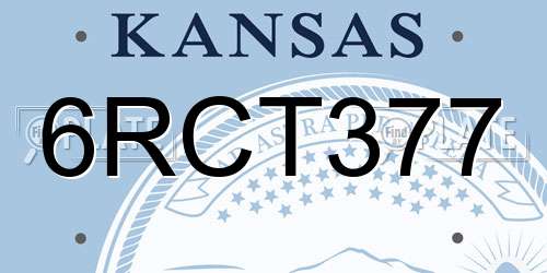 6RCT377 Kansas License Plate