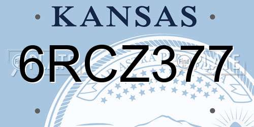 6RCZ377 Kansas License Plate