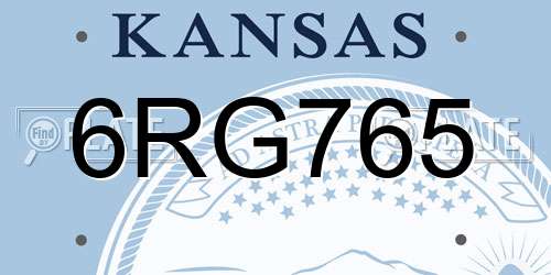 6RG765 Kansas License Plate
