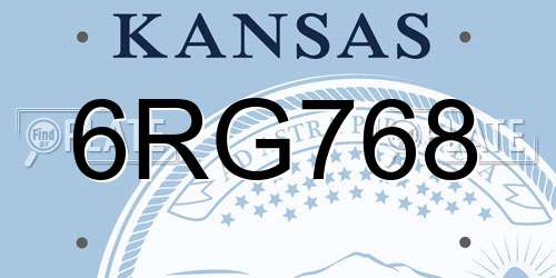 6RG768 Kansas License Plate