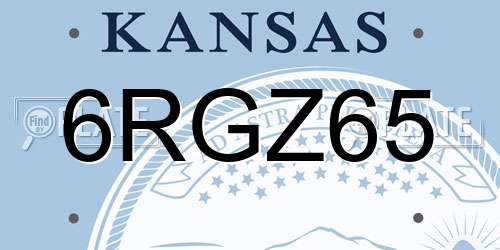 6RGZ65 Kansas License Plate