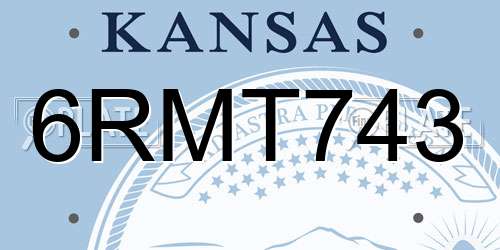 6RMT743 Kansas License Plate