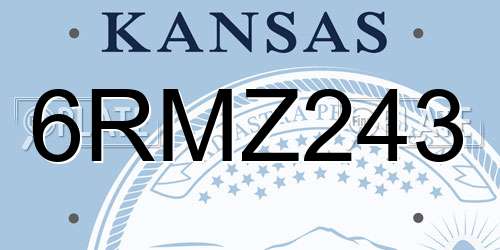 6RMZ243 Kansas License Plate