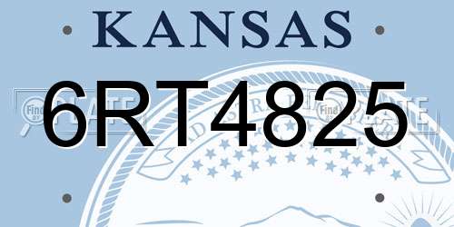 6RT4825 Kansas License Plate