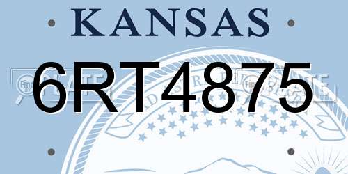 6RT4875 Kansas License Plate