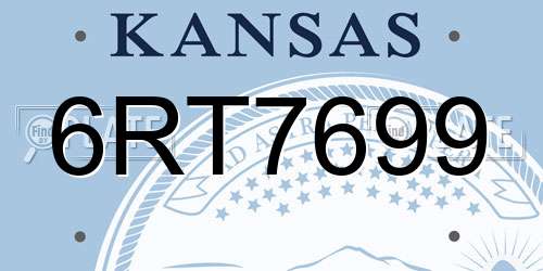 6RT7699 Kansas License Plate