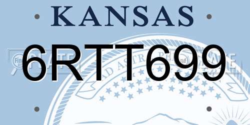 6RTT699 Kansas License Plate