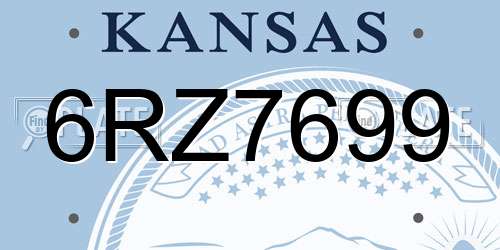 6RZ7699 Kansas License Plate