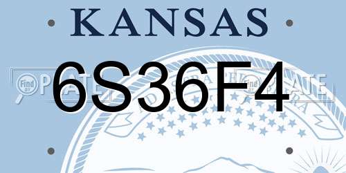 6S36F4 Kansas License Plate