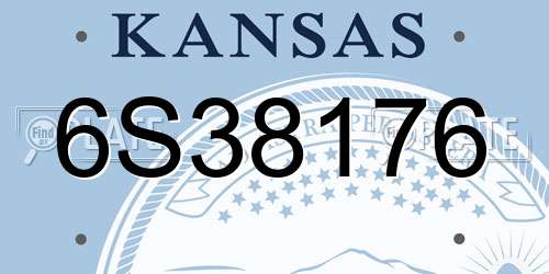 6S38176 Kansas License Plate