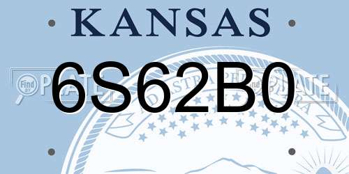 6S62B0 Kansas License Plate