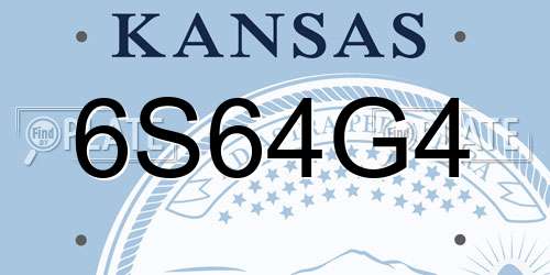 6S64G4 Kansas License Plate