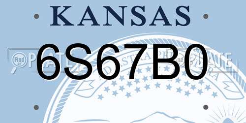 6S67B0 Kansas License Plate