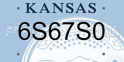 6S67S0 Kansas License Plate