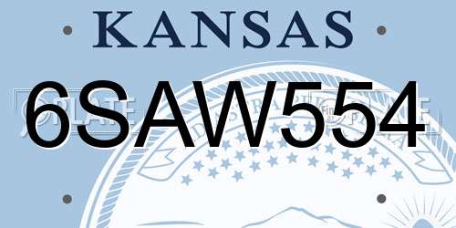 6SAW554 Kansas License Plate