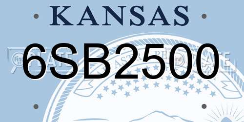 6SB2500 Kansas License Plate