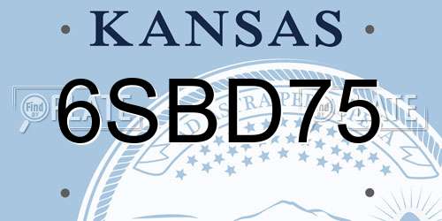 6SBD75 Kansas License Plate