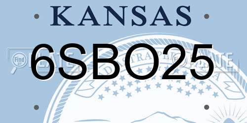 6SBO25 Kansas License Plate