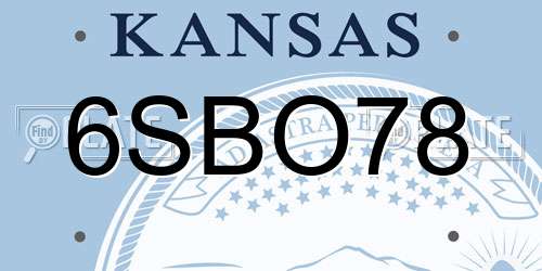 6SBO78 Kansas License Plate