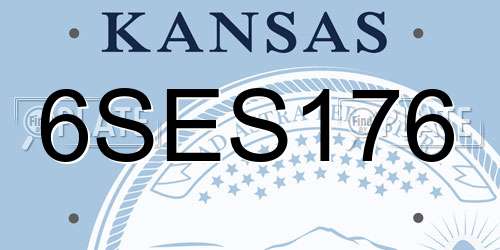 6SES176 Kansas License Plate