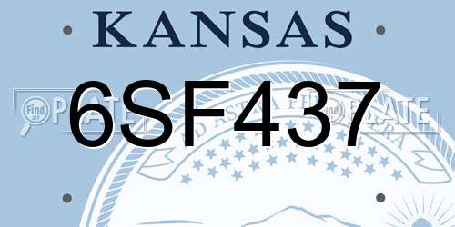 6SF437 Kansas License Plate
