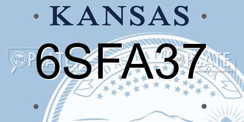 6SFA37 Kansas License Plate