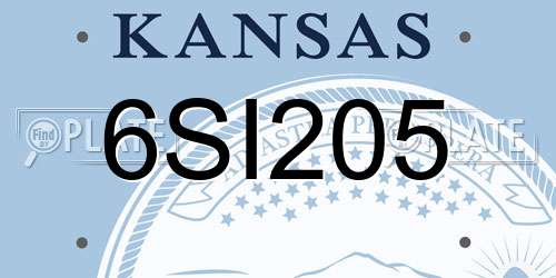 6SI205 Kansas License Plate